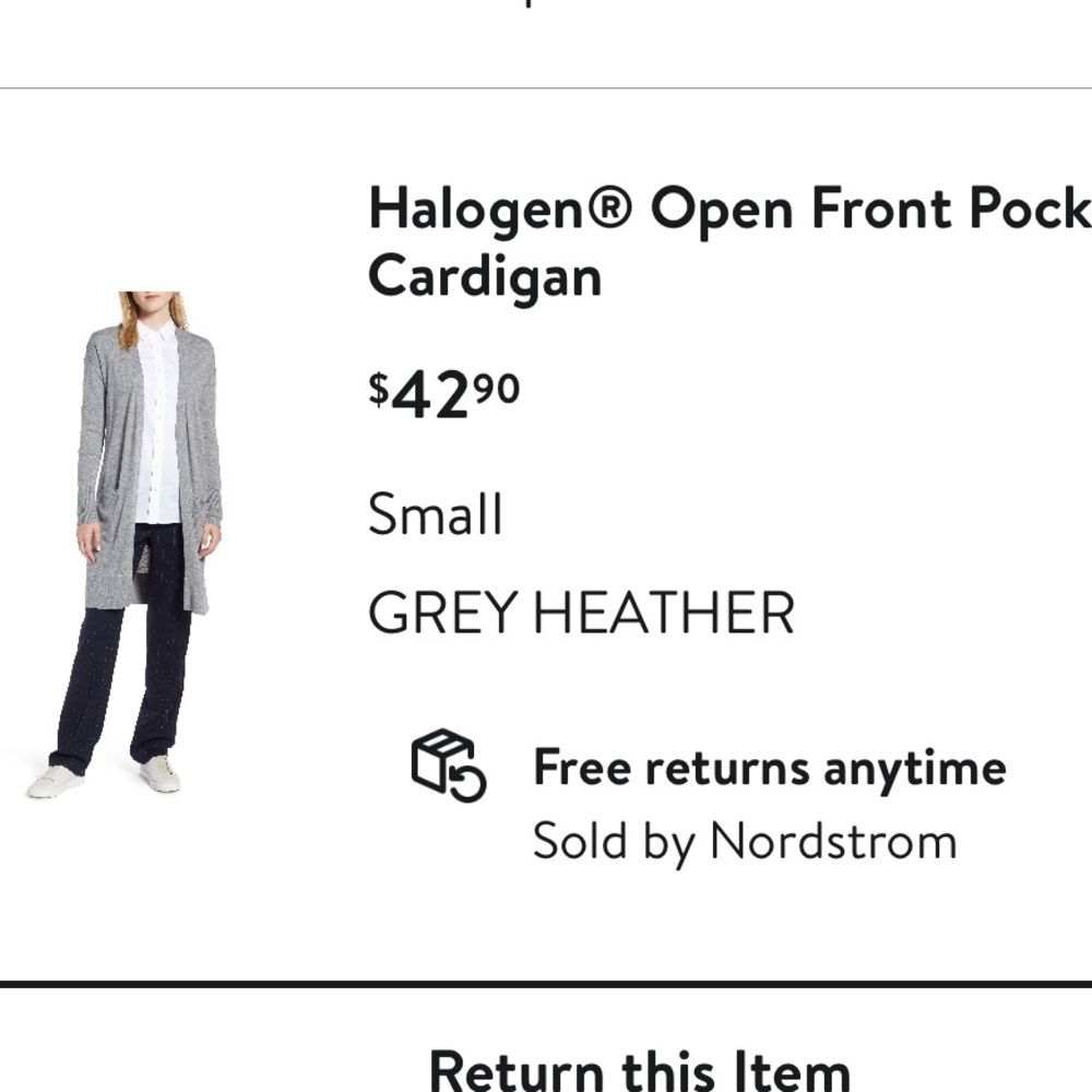 Halogen Heather Grey Front Open Cashmere Blend Cardigan with Pockets - Small - Picture 7 of 8